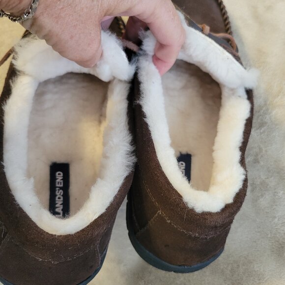 Lands' End Suede and Lamb's Wool Moccasins - Picture 5 of 7